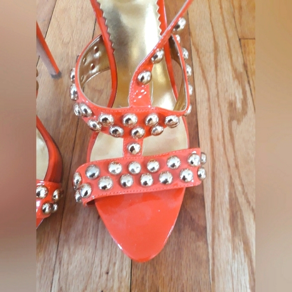 Women's Report Signature Open Toe Studded Heels Sandals Orange Size 9 - Picture 4 of 7